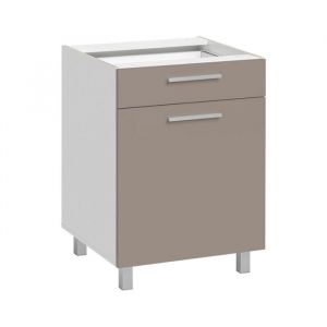 Meuble bas de cuisine - DECONATION - Salma - Taupe/Blanc - L 60 x H 81 cm - Tiroir spacieux