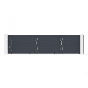 Lot Portail Coulissant et Motorisation  - Casanoov - LIFE - 6m H.147cm  - Gris Anthracite - Aluminium / Motorisation TANKER C600
