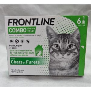 FRONTLINE Combo Chat - Anti Puces Tiques & Poux broyeurs - Contre Larves - 6 Pipettes