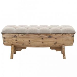 Banc de rangement en bois massif et tissu - Marque - Modèle - Couleur principale: Beige - Type de public: Adulte