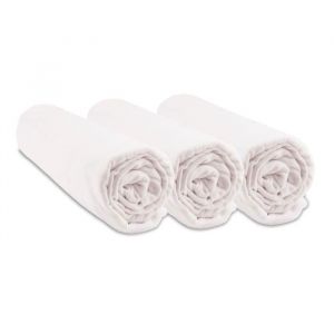 Lot de 3 draps housses coton bio pour couffin 32x72 - EASY DORT - Blanc - B&eacute;b&eacute; - Rectangulaire