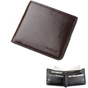 Portefeuille Homme en PU CuirPortemonnaie et Carte Homme avec Porte-monnaie Zipp&eacute;12.5x9.5x2 cm-Caf&eacute;