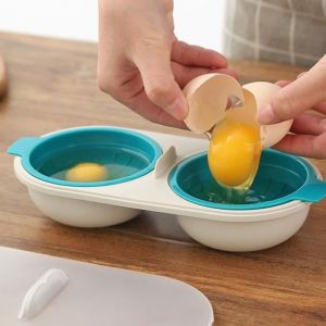 Braconnier doeufs Micro-ondes pochoir à œufs de qualité alimentaire Double tasse chaudière à œufs ustensiles de cuisine-LAI