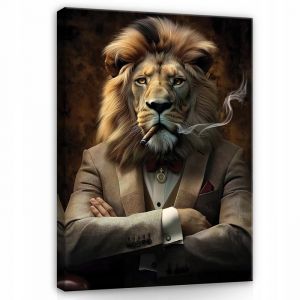 Impression sur Toile Abstraction Motivation Lion Moderne 80x120 cm XXL Tableau Décoration Salon Bureau Chambre pret a accroche