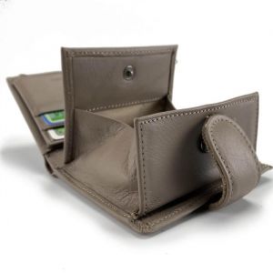 Porte Monnaie Carte et Billet en cuir - S5917/TAUPE