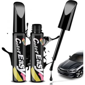 2 Pi&egrave;ces Stylo Retouche Peinture Noir Brillant Stylo Retouche Voiture 12ml Stylo R&eacute;paration des rayures Auto De Peinture