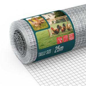 VOUNOT&reg; Grillage soud&eacute; galvanis&eacute; rouleau 0.5x25m - Maille 13mm Fil 0.7mm - Treillis et cl&ocirc;ture m&eacute;tallique