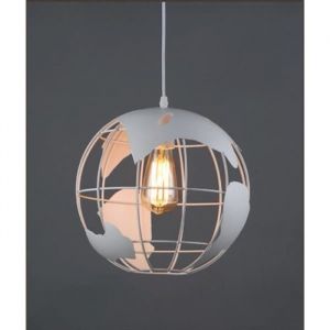 Lustre Suspension Luminaire Moderne Blanc 20cm Lustre forme Globe pour Chambre SalonCuisine Salon