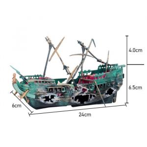 couleur Bateau cass&eacute;  Grand Aquarium d&eacute;coratif en r&eacute;sine pour am&eacute;nagement paysager bateau de Pirate &eacute;pave c