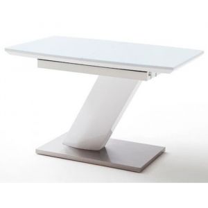 Table extensible design coloris blanc brillant - L.120-160 x H.76 x P.80 cm
