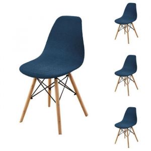 Housse chaise scandinave 4pc HYKJside Extensible Amovible Lavable Protection de Chaise pour H&ocirc;tel D&eacute;cor de Restaurant (Bleu Marine)