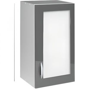 Meuble de cuisine haut 40 cm 1 porte vitrée OXANE - Gris - Laqué - Classique - Intemporel