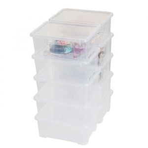Lot de 10 boites de rangement en plastique avec couvercle Sundis VIEW BOX 10L L.365 x l.265 x h.145 cm Transparent