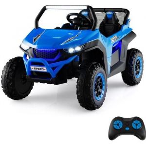 DREAMADE Voiture électrique enfants 2places- buggy quad électrique 12V 2sièges - télécommande - effets lumineux sonores – bleu