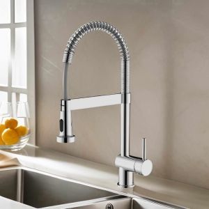TODOT Robinet Mitigeur de Cuisine chromé pivotant à 360° Robinet dÉvier à Arc élevé pulvérisateur escamotable 2 Modes de Jet
