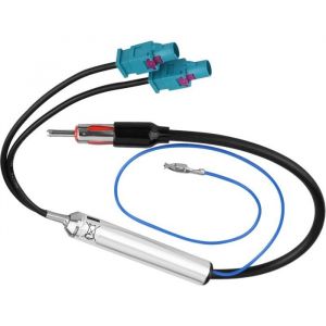 Adaptateur dAntenne St&eacute;r&eacute;o pour AutoradioAdaptateur dAntenne Double C&acirc;ble &agrave; M&acirc;le Amplificateur de Signal