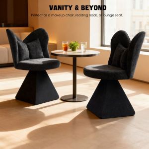 Chaise Chaise Papillon Pivotante pour Salon et Salle &agrave; Manger - Confortable en Tissu - Noir
