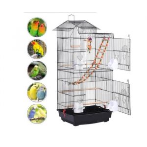 DIANWAA Cage Oiseau Volière en Métal Conception avec Toit 46*35.5*99cm