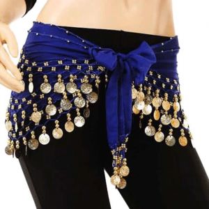Femme Jupe Ceinture Danse Ventre Hanche Foulard Accessoire Costume Bleu Fonc&eacute; Orientale
