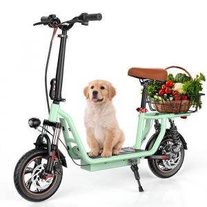 Trottinette &Eacute;lectrique avec Si&egrave;ge i12 Vert 500W 42V7.5Ah Autonomie 30-35km 12Pneu Double absorption des chocs - iScooter