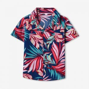 Chemise Hawa&iuml;enne Enfants Gar&ccedil;ons Fille Manches Courtes Casual Chemise Fleur Funky Unisexe Plage Vancances - Rouge