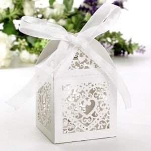 Boîtes à dragées - Non spécifié - Lot de 100 - Design cage à oiseau - Carton perlé - Élégance chic
