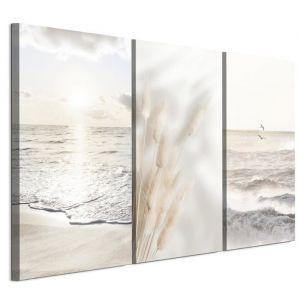 Tableau Decoration Murale - LUMASOUL - 5-3-10-0-2-2-10-3 - Boho Motif - 3 parties - Beige - 90x60 cm