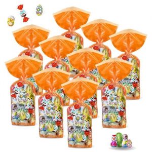 10 Sachets garnis dun assortiment de 15 bonbons au chocolat de P&acirc;ques: Petits Poussins &OElig;ufs Figurines et Schokobons