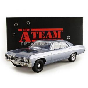 Voiture Miniature de Collection - GREENLIGHT COLLECTIBLES 1/18 - CHEVROLET Impala Sport Sedan - A Team 1967 - Gris - 19047