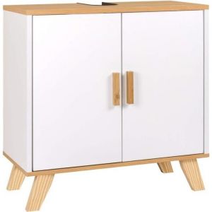 EUGAD Meuble sous lavabo Armoire sur pied pour salle de bain 60x30x60cm Blanc