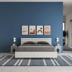 Lit Ankel Fisso - T&ecirc;te de lit inclin&eacute;e - Lattes en fr&ecirc;ne blanc - Dimensions 160 x 190 cm