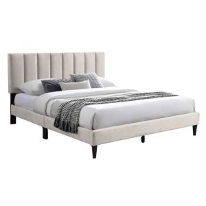 Lit adulte 140x200 / 160x200 cm - Lit rembourré avec sommier - Lit double 200x140cm - Tête de lit surpiquée - Tissu 250 g/m² -