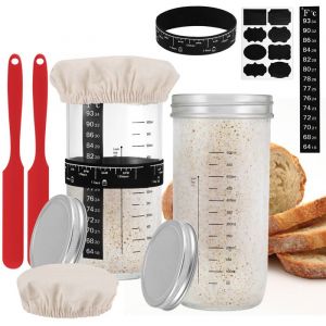 2 Ensemble Pot en Verre De Fermentation Cafetière à Infusion Froide Kit De Levain Pots De Confiture Pot pour Levain Récipient