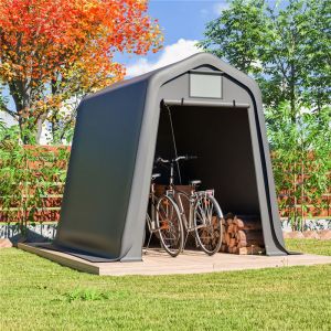 Abri Velo Exterieur 4.5 m&sup2; - abri moto pas cher 183x245x217 cm avec ouvertures da&eacute;ration et porte roulant tente de stockage gris