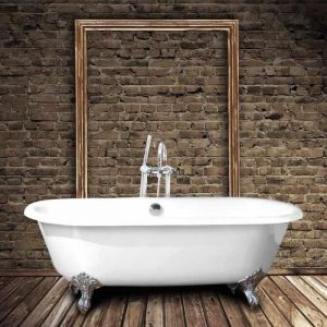 Baignoire ancienne en fonte - LE MONDE DU BAIN - PLYMOUTH 153 cm - Double dos - Pieds pattes daigle chromés
