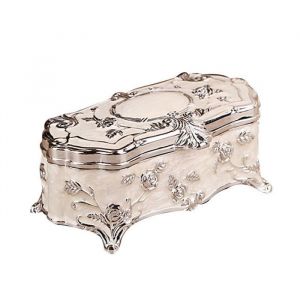 Bo&icirc;te de rangement pour bijoux Bo&icirc;te de rangement pour boucles doreilles Vintage en alliage de zinc Plaqu&eacute; argent Motif rose Bo