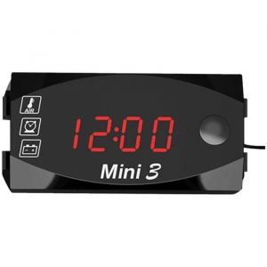 6V-30V Moto Horloge Électronique Thermomètre Voltmètre Trois en Un IP67 Étanche Universel Grand Écran Affichage Numérique Rouge