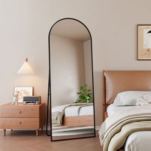 162x53 cm Miroir sur Pied SOMUBI Miroir Mural Miroir en pied avec cadre en alliage daluminiumpour Vestiaire et Chambre Noir