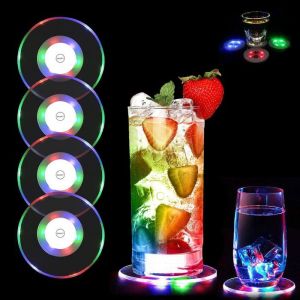Dessous de verre - Lot de 4 sous-verres LED color&eacute;s-3 modes d&eacute;clairage-Sous-verres lumineux - Sous-verres &eacute;tanches Sous-verres LED