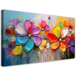 image sur toile taille moyenne  Fleurs abstraites aux couleurs pastel décoration moderne 80x40 cm