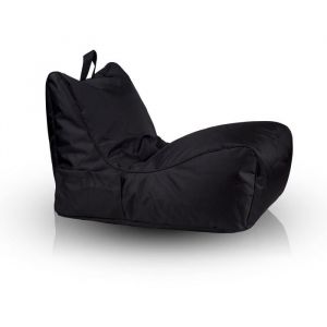 Pouf Fauteuil Chaise Longue Noir salon int&eacute;rieur et ext&eacute;rieur tissu imperm&eacute;able pochette et poign&eacute;e Ecopuf
