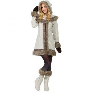 D&eacute;guisement dEsquimau pour femme - Disfrazzes - Robe capuche gants et couvre-bottes - Multicolore - Int&eacute;rieur