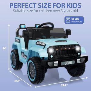 LUNSY - Jeep Voiture Electrique pour enfant 3 ans+ - Moteur 2 x 35 W - 12V 4.5 AH - Bleu