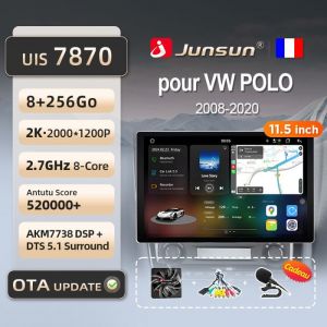 Junsun 8Go 256Go 11.5 4G WIFI adaptateur autoradio pour VW POLO 5 sedan 2008-2020 accessoire autoradio android voiture carplay GPS