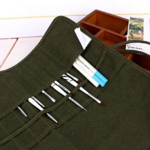 Hililand Roll Up Pen sac 22 fentes artiste pinceau &agrave; rouler support de sac pochette en toile pour pinceaux &agrave; huile aquarelle stylo
