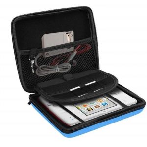 Nintendo 2DS XL EVA étui Housses Sac de Transport，pour Nintendo 2DS XL/ 3DS/ 3DS XL，Avec 8 titulaires de cartouche de jeuBleu