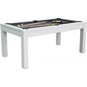 Table de billard convertible en table &agrave; manger Meyer - Blanc - Tapis Gris - 183 x 103 x 80.5 cm