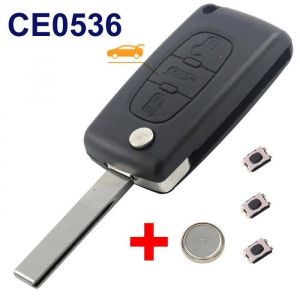 Coque Clé Plip Pour Peugeot 207 sw 307 sw 407 restylée Partner Expert Citroen Jumpy CE0536 3 Bouton Coffre +3 Switchs +pile