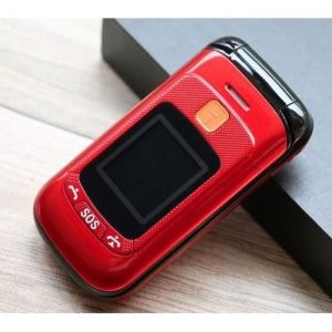 Téléphone mobile senior à clapet - MARQUE - Double écran LCD - Sonnerie ultra forte - Bouton SOS - Rouge