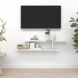 Vie Q® Étagère TV murale Blanc 125x18x23 cm Aggloméré